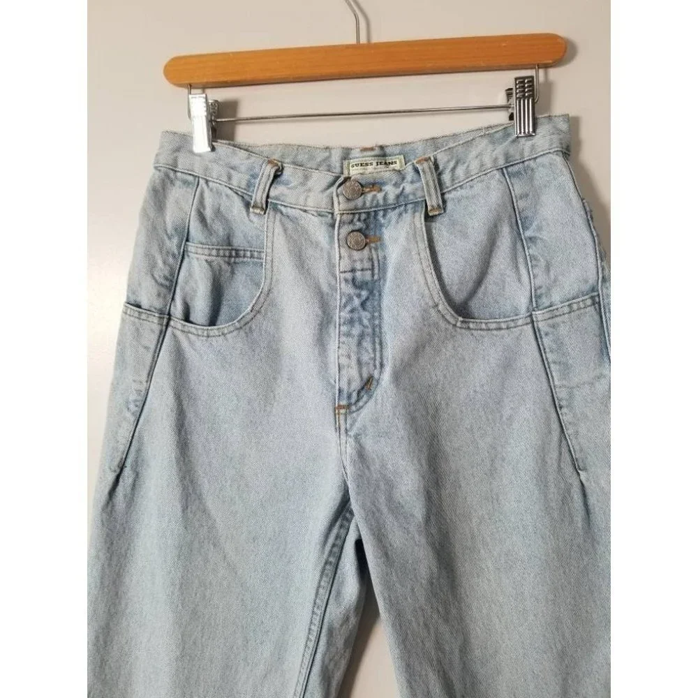 Vintage 80s 90s Guess Jeans, High Waist, Relaxed Fit, Tapered Unisex 30 x 31 - Picture 4 of 10